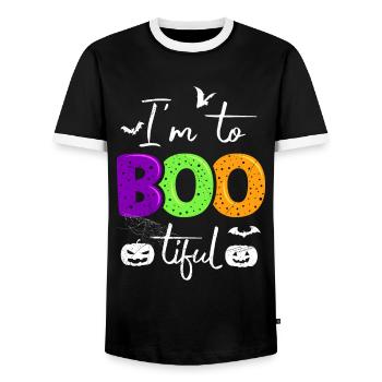 Halloween Costume Kids I'M TOO BOO TIFUL Funny - Men's Ringer Shirt - black/white - Front - AI Model Female 172 light (172cm) & AI Model Male 178 light (178cm)