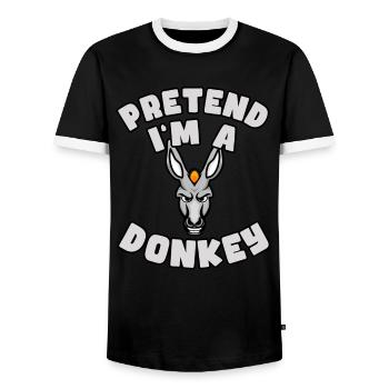 Pretend I'm a Donkey – Einfaches Esel-Kostüm - Männer Kontrast-T-Shirt - Schwarz/Weiß - Vorne - AI Model Female 172 light (172cm) & AI Model Male 178 light (178cm)
