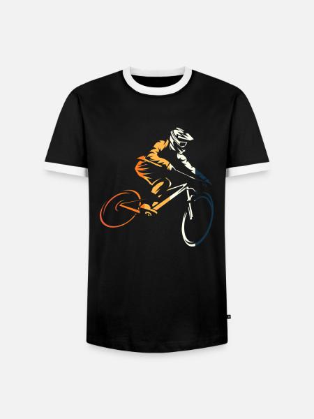 Mountainbike Fahrtechnik Kunst - Männer Kontrast-T-Shirt - Schwarz/Weiß