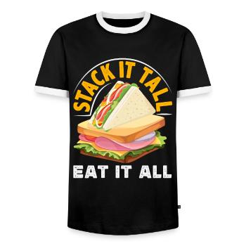 Sandwich Day Snack Celebration Sandwich - Männer Kontrast-T-Shirt - Schwarz/Weiß - Vorne - AI Model Female 172 light (172cm) & AI Model Male 178 light (178cm)
