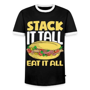 Sandwich Day Snack Celebration Sandwich - Men's Ringer Shirt - black/white - Front - AI Model Female 172 light (172cm) & AI Model Male 178 light (178cm)