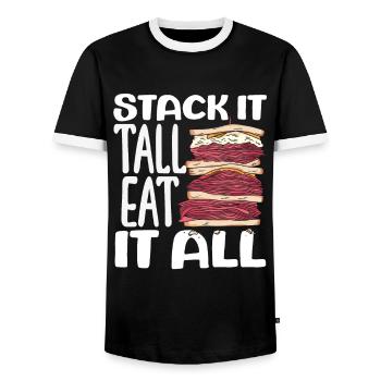 Sandwich Day Snack Celebration Sandwich - Men's Ringer Shirt - black/white - Front - AI Model Female 172 light (172cm) & AI Model Male 178 light (178cm)