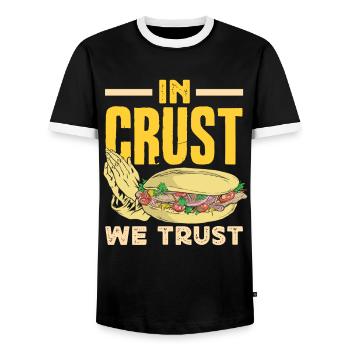 Sandwich Day Snack Celebration Sandwich - Men's Ringer Shirt - black/white - Front - AI Model Female 172 light (172cm) & AI Model Male 178 light (178cm)