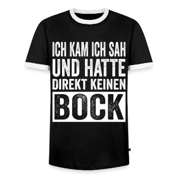 I came, saw and didn't feel like it right away - Men's Ringer Shirt - black/white - Front - AI Model Female 172 light (172cm) & AI Model Male 178 light (178cm)