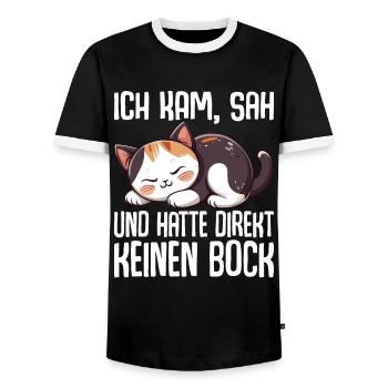 I came, saw and didn't feel like it right away - Men's Ringer Shirt - black/white - Front - AI Model Female 172 light (172cm) & AI Model Male 178 light (178cm)