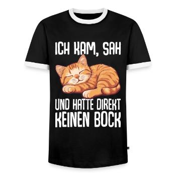 I came, saw and didn't feel like it right away - Men's Ringer Shirt - black/white - Front - AI Model Female 172 light (172cm) & AI Model Male 178 light (178cm)