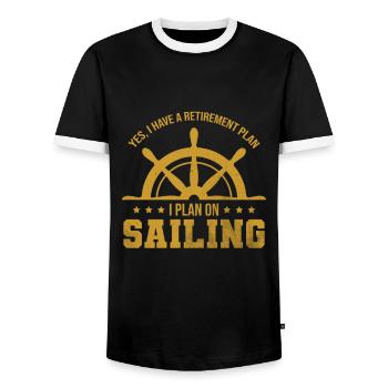 Sailing Saying Sailboat Water Sea Sailing - Men's Ringer Shirt - black/white - Front - AI Model Female 172 light (172cm) & AI Model Male 178 light (178cm)
