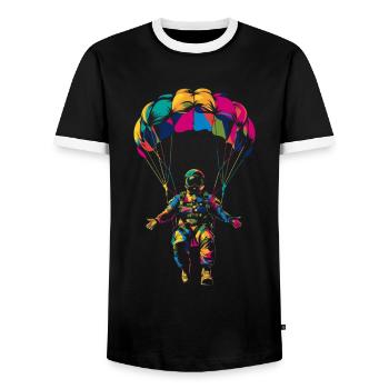Parachutiste parachutiste - T-shirt contrasté Homme - noir/blanc - Devant - AI Model Female 172 light (172cm) & AI Model Male 178 light (178cm)