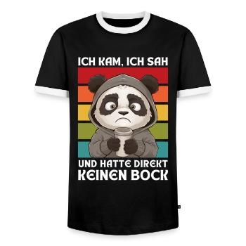 Funny Gift Panda Funny Humor Lazy Fun - Men's Ringer Shirt - black/white - Front - AI Model Female 172 light (172cm) & AI Model Male 178 light (178cm)