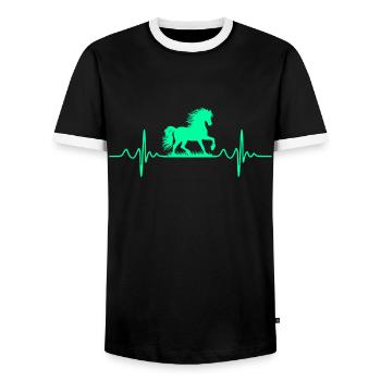 Riding Horses Equestrian Heartbeat Rider - Men's Ringer Shirt - black/white - Front - AI Model Female 172 light (172cm) & AI Model Male 178 light (178cm)