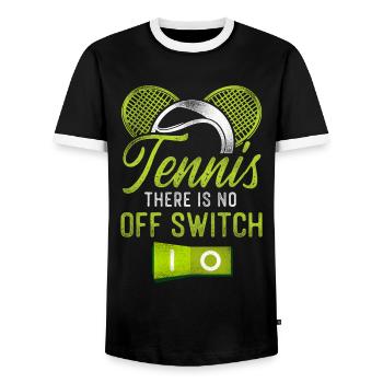 Drôle de joueur de tennis Raquette Tennis - T-shirt contrasté Homme - noir/blanc - Devant - AI Model Female 172 light (172cm) & AI Model Male 178 light (178cm)