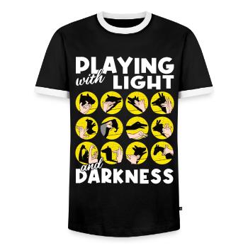 marionnettes d’ombre à main spectacle marionnettes - T-shirt contrasté Homme - noir/blanc - Devant - AI Model Female 172 light (172cm) & AI Model Male 178 light (178cm)