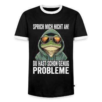 Ne me parlez pas, vous avez déjà assez de problèmes - T-shirt contrasté Homme - noir/blanc - Devant - AI Model Female 172 light (172cm) & AI Model Male 178 light (178cm)
