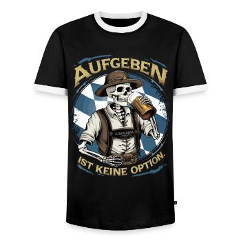Aufgeben ist keine Option Bier Oktober - Männer Kontrast-T-Shirt - Schwarz/Weiß - Vorne - AI Model Female 172 light (172cm) & AI Model Male 178 light (178cm)