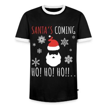 Dicton de Noël du Père Noë - T-shirt contrasté Homme - noir/blanc - Devant - AI Model Female 172 light (172cm) & AI Model Male 178 light (178cm)