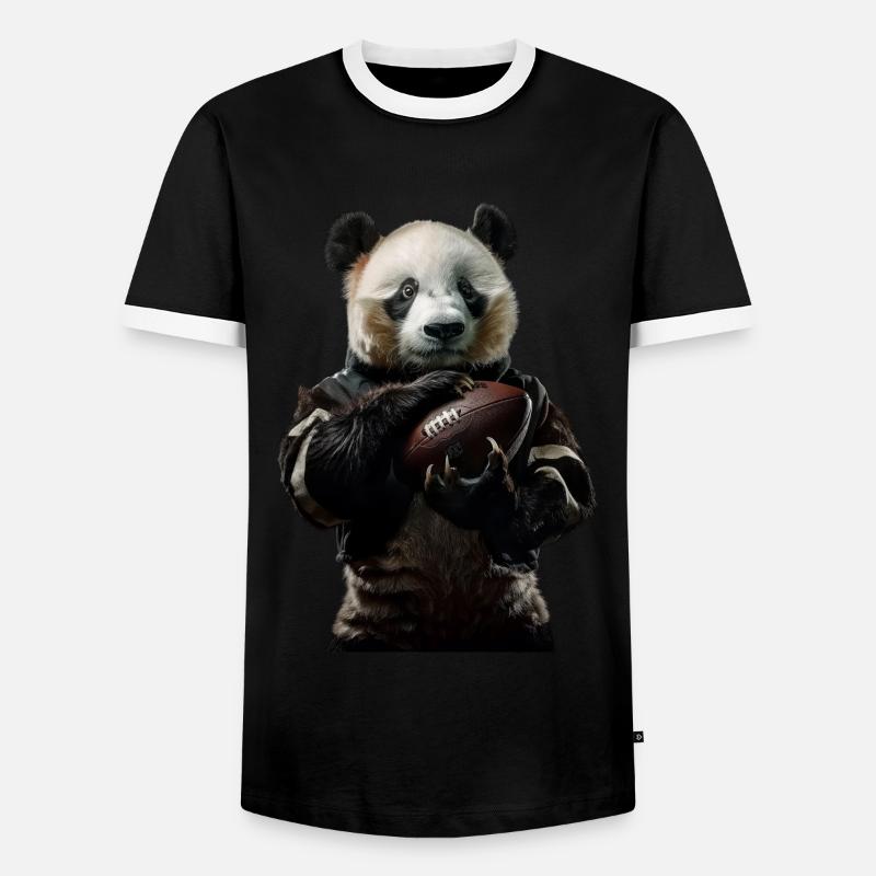 Panda - Männer Kontrast-T-Shirt - Schwarz/Weiß