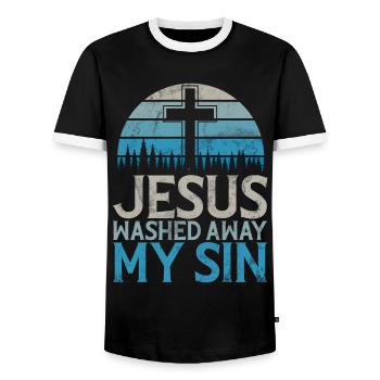 Taufe Getaufte Christliche Jesusgott -Bibel - Männer Kontrast-T-Shirt - Schwarz/Weiß - Vorne - AI Model Female 172 light (172cm) & AI Model Male 178 light (178cm)