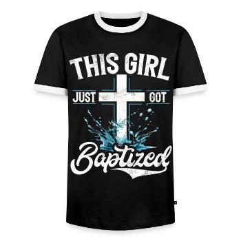 Taufe Getaufte Christliche Jesusgott -Bibel - Männer Kontrast-T-Shirt - Schwarz/Weiß - Vorne - AI Model Female 172 light (172cm) & AI Model Male 178 light (178cm)