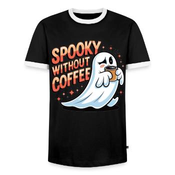 Effrayant sans café ? Impossible! - T-shirt contrasté Homme - noir/blanc - Devant - AI Model Female 172 light (172cm) & AI Model Male 178 light (178cm)