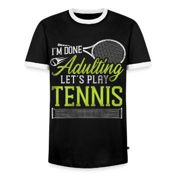 drôle de raquette de joueur de tennis je suis - T-shirt contrasté Homme - noir/blanc - Devant - AI Model Female 172 light (172cm) & AI Model Male 178 light (178cm)