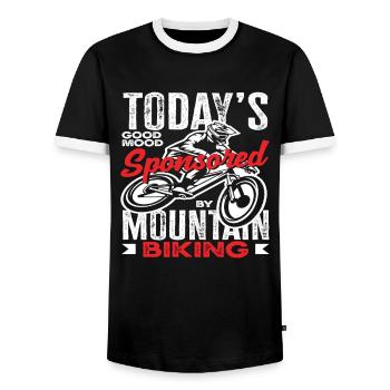 VTT Good Mood sponsorisé aujourd’hui - T-shirt contrasté Homme - noir/blanc - Devant - AI Model Female 172 light (172cm) & AI Model Male 178 light (178cm)