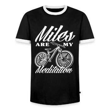 Les kilomètres sont mon vélo de méditation - T-shirt contrasté Homme - noir/blanc - Devant - AI Model Female 172 light (172cm) & AI Model Male 178 light (178cm)
