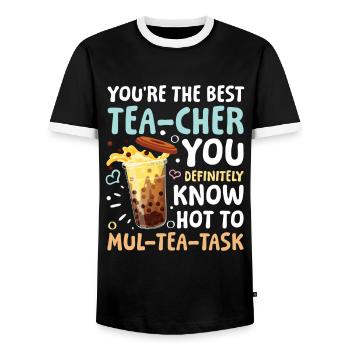 You’re The Best Tea-cher für einen Bubble Tea - Männer Kontrast-T-Shirt - Schwarz/Weiß - Vorne - AI Model Female 172 light (172cm) & AI Model Male 178 light (178cm)
