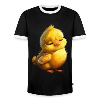Chicken - Men's Ringer Shirt - black/white - Front - AI Model Female 172 light (172cm) & AI Model Male 178 light (178cm)