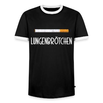 Lungenbrötchen Lustiges Raucher - Männer Kontrast-T-Shirt - Schwarz/Weiß - Vorne - AI Model Female 172 light (172cm) & AI Model Male 178 light (178cm)