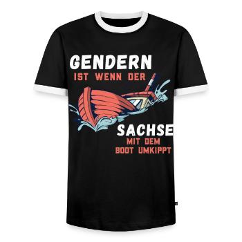 Gendern Tshirt Herren Damen Lustig Witzig Spruch - Männer Kontrast-T-Shirt - Schwarz/Weiß - Vorne - AI Model Female 172 light (172cm) & AI Model Male 178 light (178cm)
