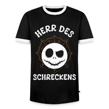Halloween Kostüm Kinder HERR DES SCHECKENS Lustig - Männer Kontrast-T-Shirt - Schwarz/Weiß - Vorne - AI Model Female 172 light (172cm) & AI Model Male 178 light (178cm)