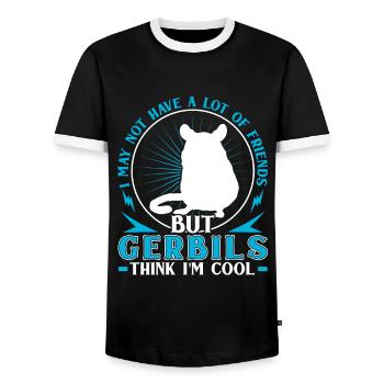 Une gerbille pense que je suis cool Gerbille rongeur - T-shirt contrasté Homme - noir/blanc - Devant - AI Model Female 172 light (172cm) & AI Model Male 178 light (178cm)