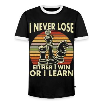 Schachspieler / Lustiges Schach Geschenk - Männer Kontrast-T-Shirt - Schwarz/Weiß - Vorne - AI Model Female 172 light (172cm) & AI Model Male 178 light (178cm)