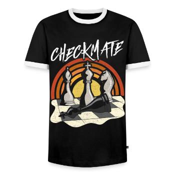 Schach Spruch lustig - Schachmatt Checkmate - Männer Kontrast-T-Shirt - Schwarz/Weiß - Vorne - AI Model Female 172 light (172cm) & AI Model Male 178 light (178cm)