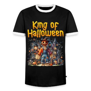 Halloween Kids KING OF HALLOWEEN Funny - Men's Ringer Shirt - black/white - Front - AI Model Female 172 light (172cm) & AI Model Male 178 light (178cm)