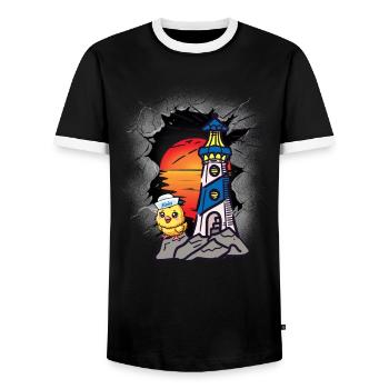Phare Marin Marin Poussin Marin Côte - T-shirt contrasté Homme - noir/blanc - Devant - AI Model Female 172 light (172cm) & AI Model Male 178 light (178cm)