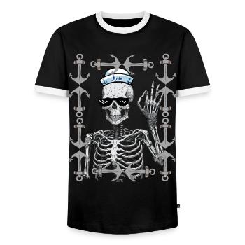 maritim Halloween Matrose Moin Seefahrer Seemann - Männer Kontrast-T-Shirt - Schwarz/Weiß - Vorne - AI Model Female 172 light (172cm) & AI Model Male 178 light (178cm)