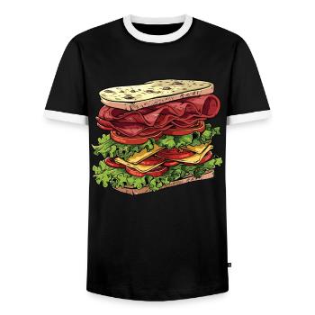Sandwich Day Snack Celebration Sandwich - Männer Kontrast-T-Shirt - Schwarz/Weiß - Vorne - AI Model Female 172 light (172cm) & AI Model Male 178 light (178cm)