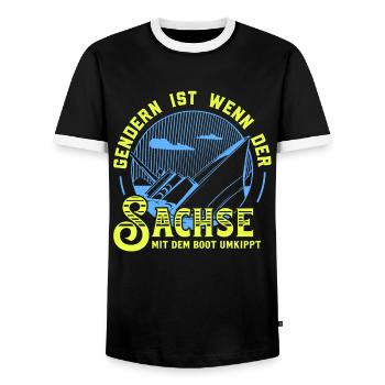 Gendern Tshirt Herren Damen Lustig Witzig Spruch - Männer Kontrast-T-Shirt - Schwarz/Weiß - Vorne - AI Model Female 172 light (172cm) & AI Model Male 178 light (178cm)