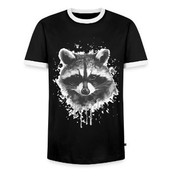Raton laveur - T-shirt contrasté Homme - noir/blanc - Devant - AI Model Female 172 light (172cm) & AI Model Male 178 light (178cm)