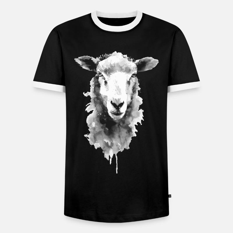 Schaf - Männer Kontrast-T-Shirt - Schwarz/Weiß