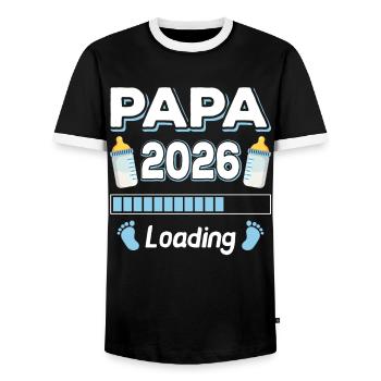 Papa 2026 Loading Mama Papa Eltern Sohn Tochter - Männer Kontrast-T-Shirt - Schwarz/Weiß - Vorne - AI Model Female 172 light (172cm) & AI Model Male 178 light (178cm)