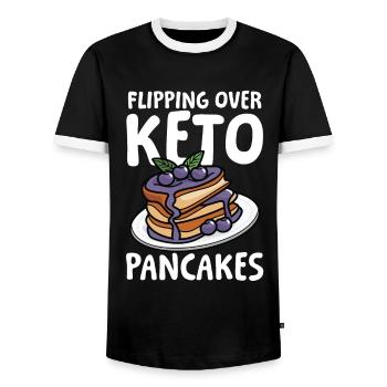 Flipping Over Keto Pancakes für einen Diät Plan - Männer Kontrast-T-Shirt - Schwarz/Weiß - Vorne - AI Model Female 172 light (172cm) & AI Model Male 178 light (178cm)
