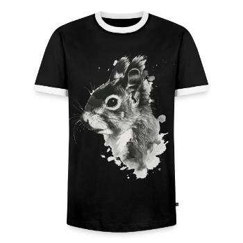 Squirrel - Men's Ringer Shirt - black/white - Front - AI Model Female 172 light (172cm) & AI Model Male 178 light (178cm)