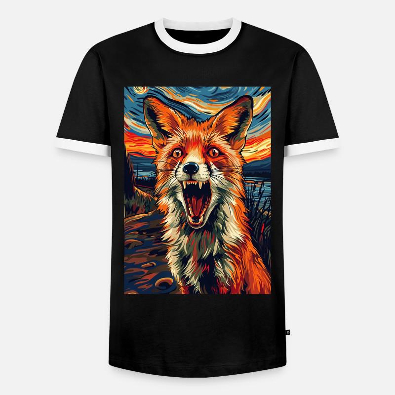 Fuchs - Männer Kontrast-T-Shirt - Schwarz/Weiß