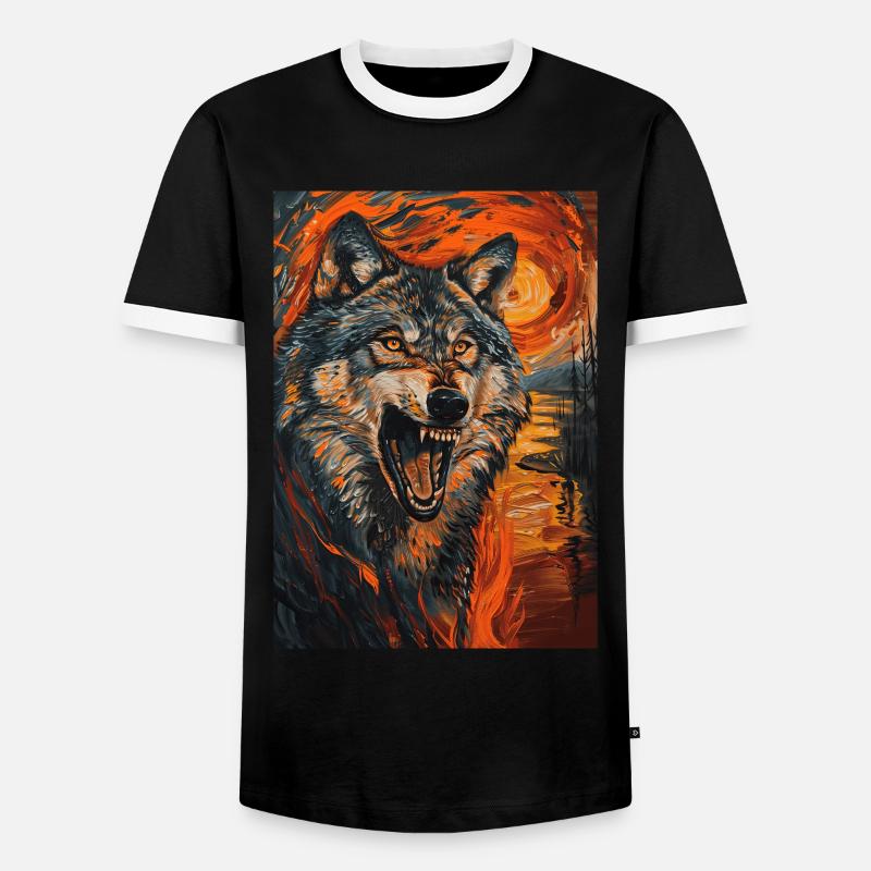 Wolf - Männer Kontrast-T-Shirt - Schwarz/Weiß