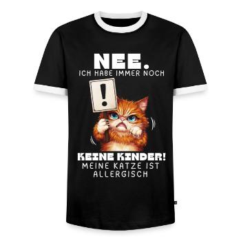 Tshirt chat Drôle Drôle Humour Sarcasme Kitty - T-shirt contrasté Homme - noir/blanc - Devant - AI Model Female 172 light (172cm) & AI Model Male 178 light (178cm)