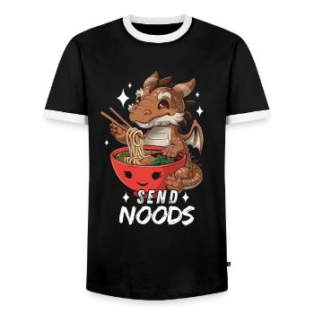 Dragon Ramen Nouilles Chibi Asia Noodle Soup Anime - T-shirt contrasté Homme - noir/blanc - Devant - AI Model Female 172 light (172cm) & AI Model Male 178 light (178cm)