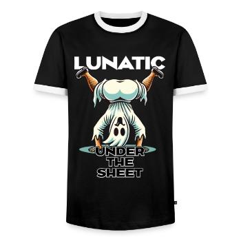 Lunatique sous feuille drôle Ghost Design - T-shirt contrasté Homme - noir/blanc - Devant - AI Model Female 172 light (172cm) & AI Model Male 178 light (178cm)
