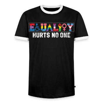 Equality LGBTQ Rainbow Flag LGBTQ Pride - Men's Ringer Shirt - black/white - Front - AI Model Female 172 light (172cm) & AI Model Male 178 light (178cm)